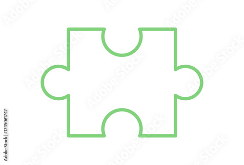 Flat jigsaw puzzle piece outline silhouette. Simple game tile graphic for toy or boardgame concepts. Childhood play activity or table entertainment with creative uses.