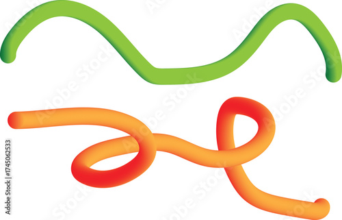 Vibrant neon green and orange sensory fidget toys twisted and curved
