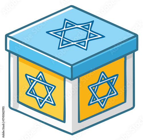 Charity Box with Star of David Motif for Donations and Festive Celebrations