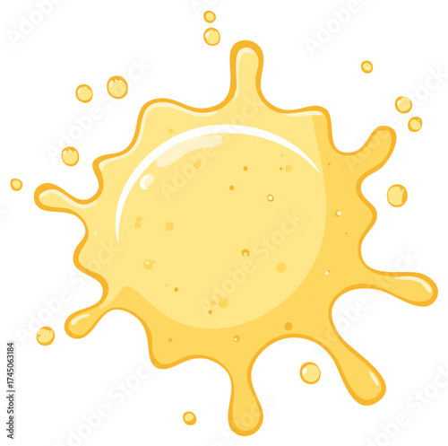 Bright Yellow Liquid Splash with Bubbles and Droplets