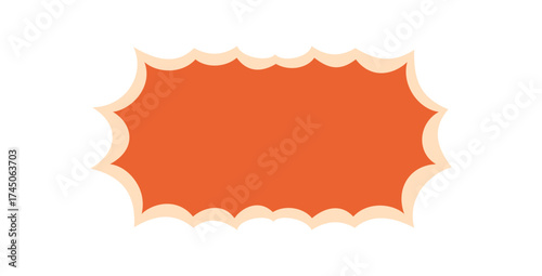 Groovy wavy rectangle border frame in retro pop style. Fun abstract shape and y2k graphic, orange color background, with playful frame design. Vintage pop ideal for trendy contemporary border.