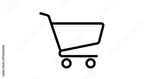 Shopping Cart Icon Simple Line Art.