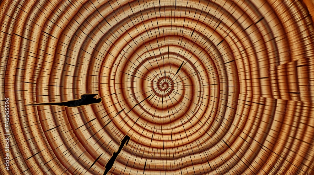 Fototapeta premium Tree rings in close-up view showing growth patterns and textures 