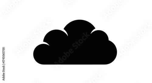 Simple Black Cloud Icon on White Background.