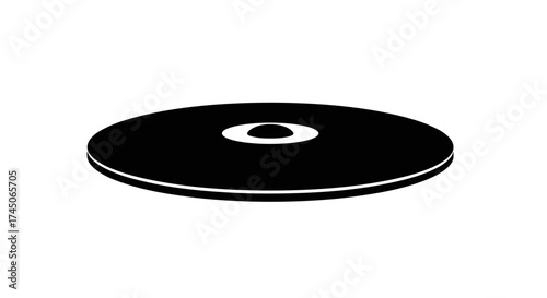 Simple Black Compact Disc Icon Isolated on White.