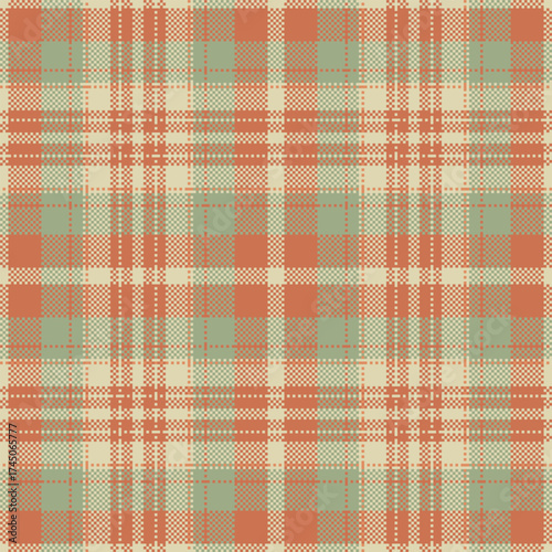 Fiber tartan vector texture, dining room plaid background check. Hippie seamless fabric textile pattern in orange and light colors.