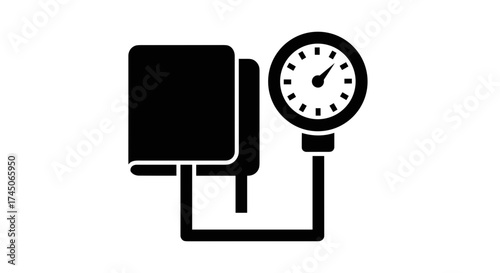 Simple Black Sphygmomanometer Medical Device Icon.