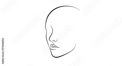 Simple outline of a human face minimalist art style.