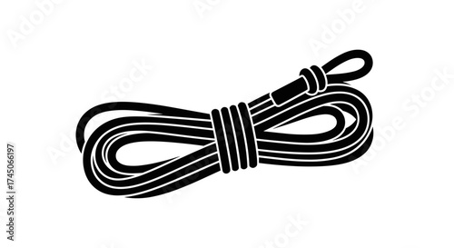 Simple vector icon of a coiled rope on white background.