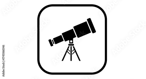 Telescope icon on white background for astronomy.
