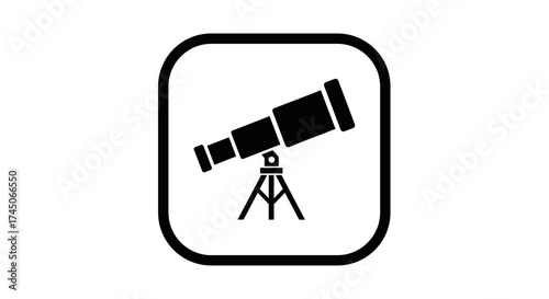 Telescope Icon on a Tripod for Astronomy and Science.