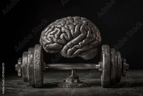 brain and sports statue