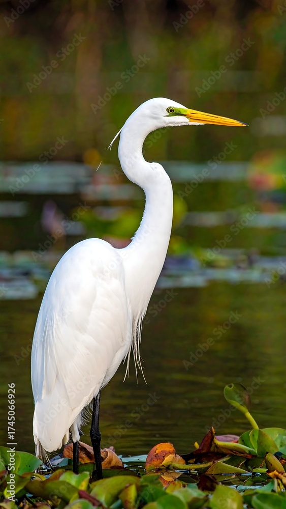 Obraz premium Egrets graceful pose in a marsh