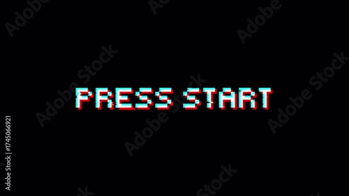 Retro style press start text perfect for video game designs, posters, banners, and graphic projects with a nostalgic theme.