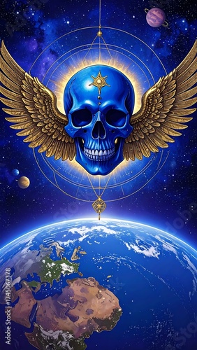 Cosmic skull with celestial elements