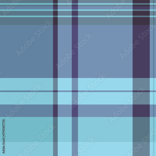 Everyday vector texture plaid, tidy tartan textile background. Large seamless pattern fabric check in cyan and blue colors.