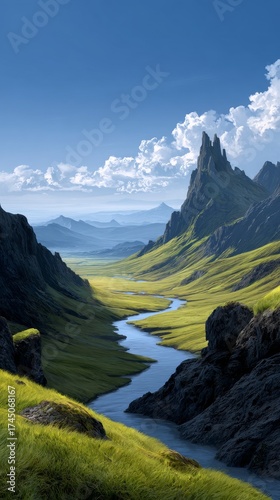 mountain landscape with lake