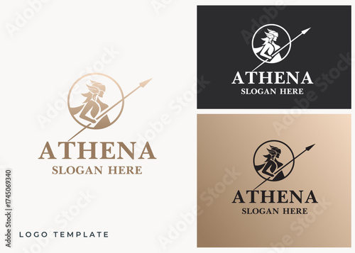 Vintage Female Warrior Face Silhouette, antique and strong logo suitable for brand design logo