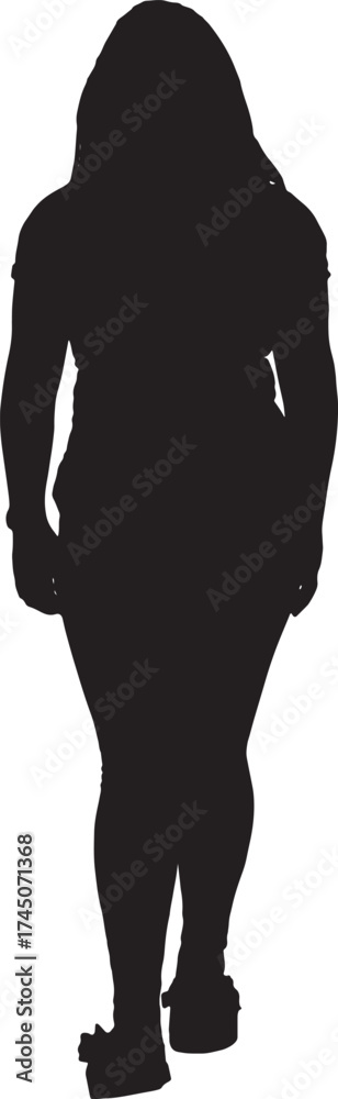 Fototapeta premium vector; silhouette of a front view of a woman walking