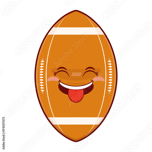 rugby ball playful face cartoon cute