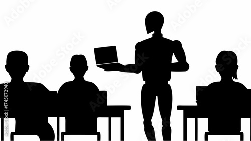 Robot Teaching Class with Laptop