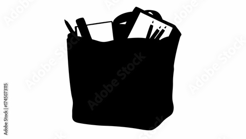 Art supplies in a container, creative tools for drawing, sketching, and crafting projects