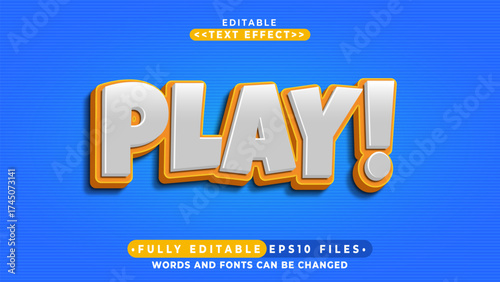 editable 3d play cartoon style bold text effect