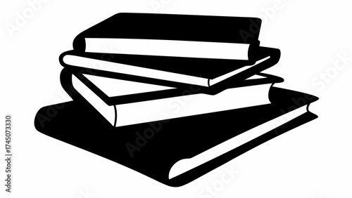Stack of Books Silhouette Icon
