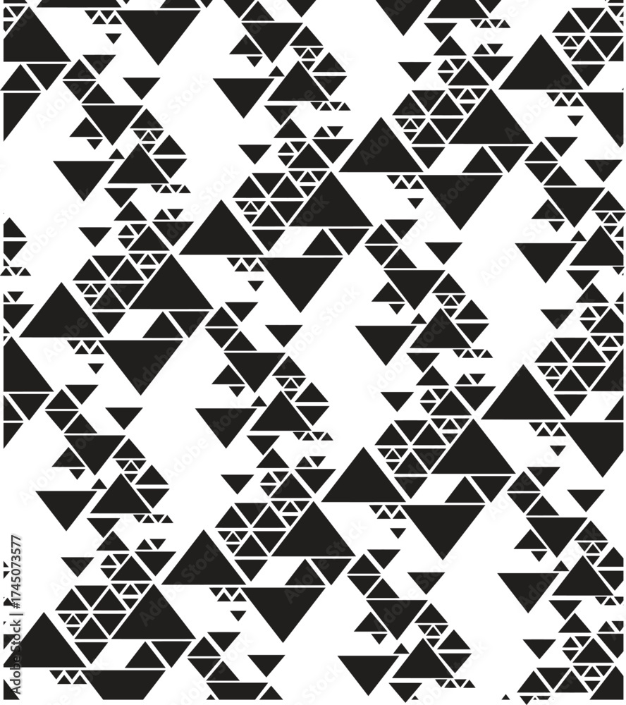 Fototapeta premium A chaotic dance of tiny and large triangles creating a geometric whirlwind of abstract shapes