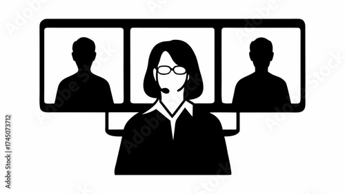 Team collaborates remotely on video conference, connecting people globally for business and communication.