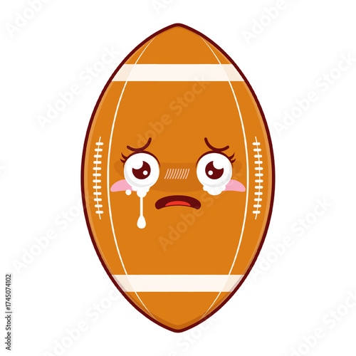 rugby ball scared face cartoon cute