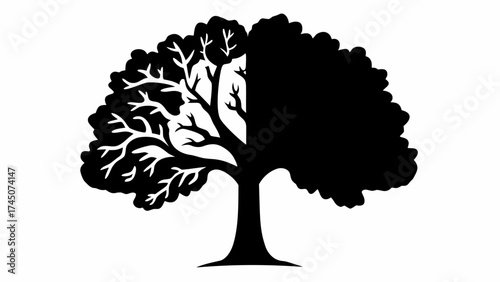 Half Detailed and Half Solid Tree Silhouette