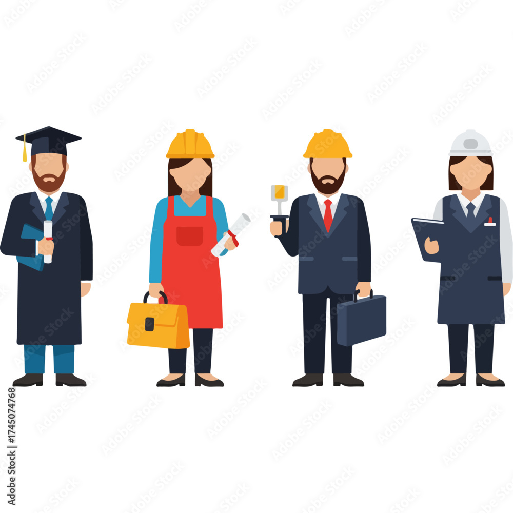 Obraz premium Diverse professionals representing various occupations and careers in society.
