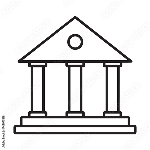 bank icon outline vector illustration on transparent background