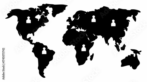 Global Presence World Map with People Icons