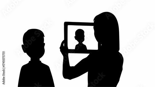 Capturing cherished moments with a child using a tablet for a digital memory