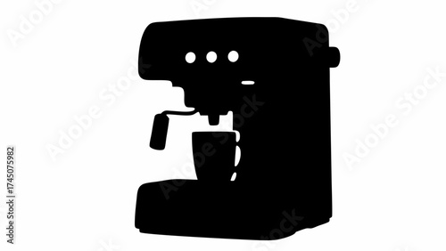 Silhouette of a coffee maker brewing a cup of coffee