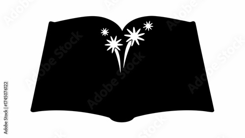 Ignite imagination with a magical open book radiating bright, inspiring stars and new ideas