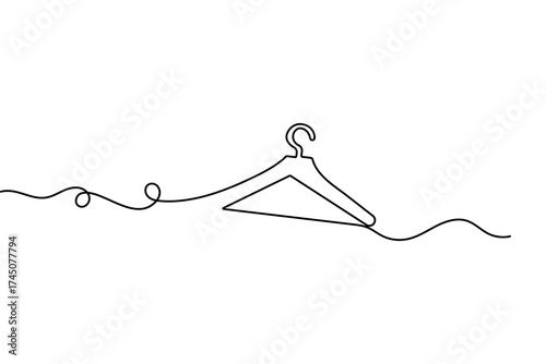 Clothes hangers one line minimalist continuous drawing outline vector isolated on white background
