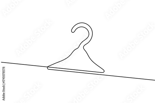 Clothes hangers one line minimalist continuous drawing outline vector isolated on white background

