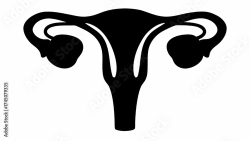 Modern stylized female reproductive system anatomy icon for healthcare and science communication