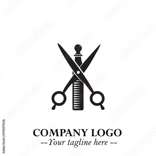 Black and White Barbershop Logo in Classic Vintage Vector Design for Modern Grooming and Style