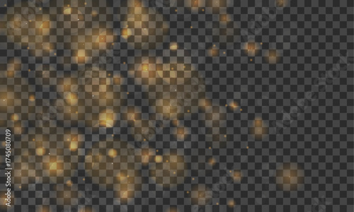 Soft golden dust sparkles gently across a clean vector background. The glowing particles create a luxurious and elegant shimmer. Perfect for festive or premium design projects.