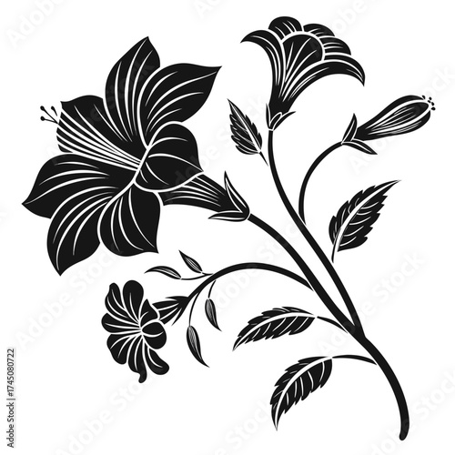 Elegant black and white floral silhouette design