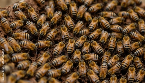 Closeup Bees Inside Honeycomb Structure