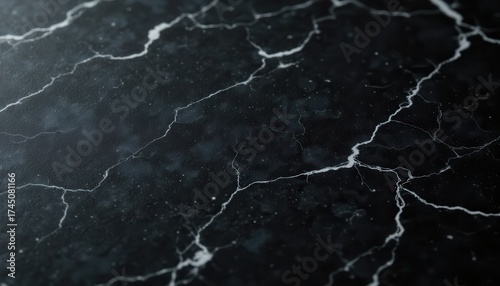 Closeup Dark Marble Surface with Veined Patterns
