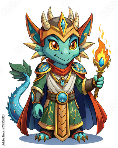 Dragon Mage, cute God, real print Style, Full body, white background