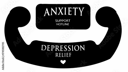 Anxiety support hotline and depression relief with a symbol of strength and hope