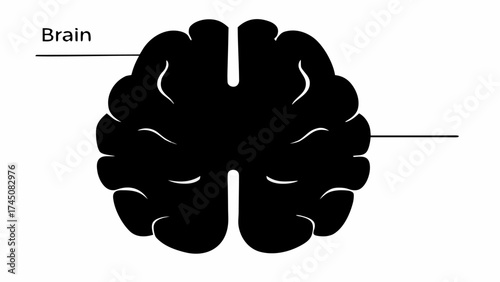 Simple black brain icon representing thought and intelligence for medical or educational concepts