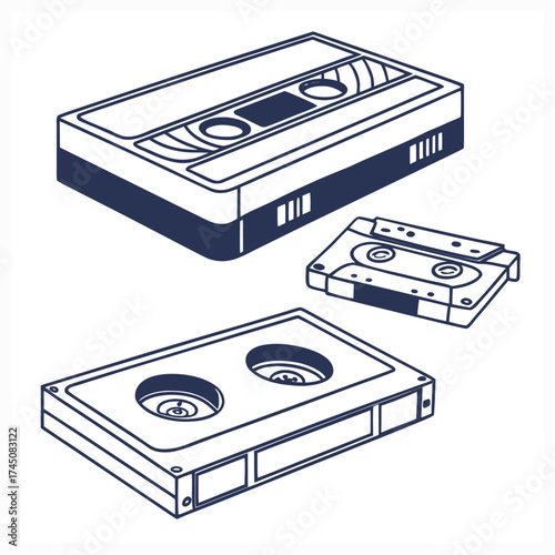 Retro VHS and Cassette Tape Vector Illustration